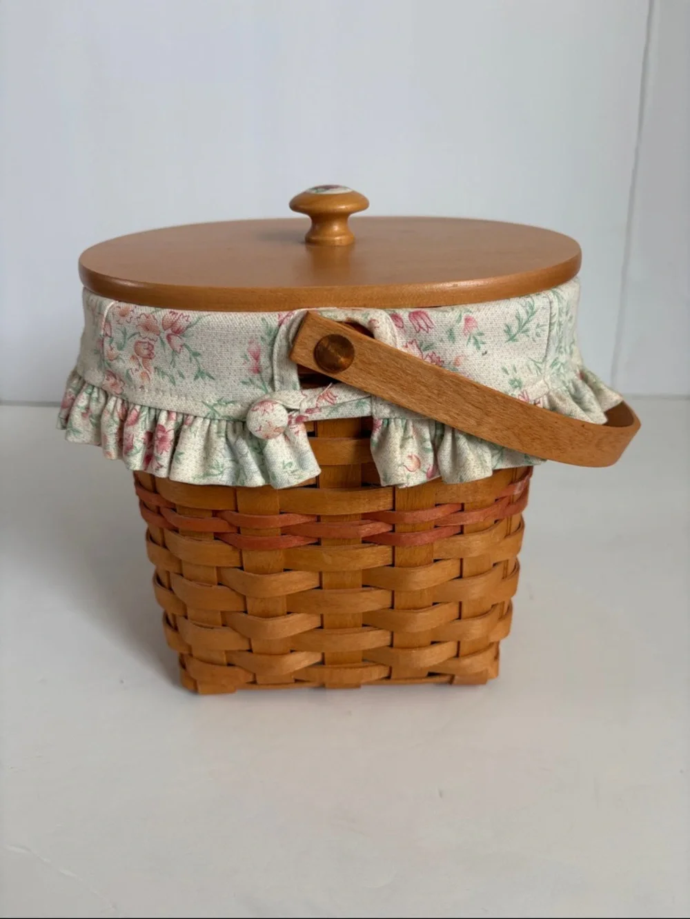 Longaberger 2001 Mother’s Day Vintage Blossoms Basket w plastic and floral liner